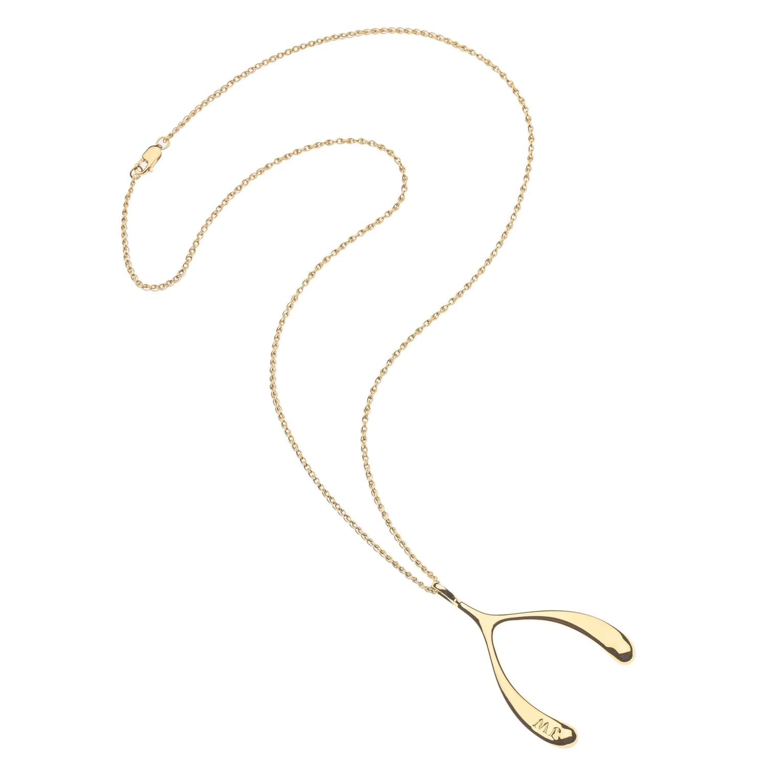 Z - Lucky Gold Wishbone Pendant 4 Z - Lucky Gold Wishbone Pendant - Image 4