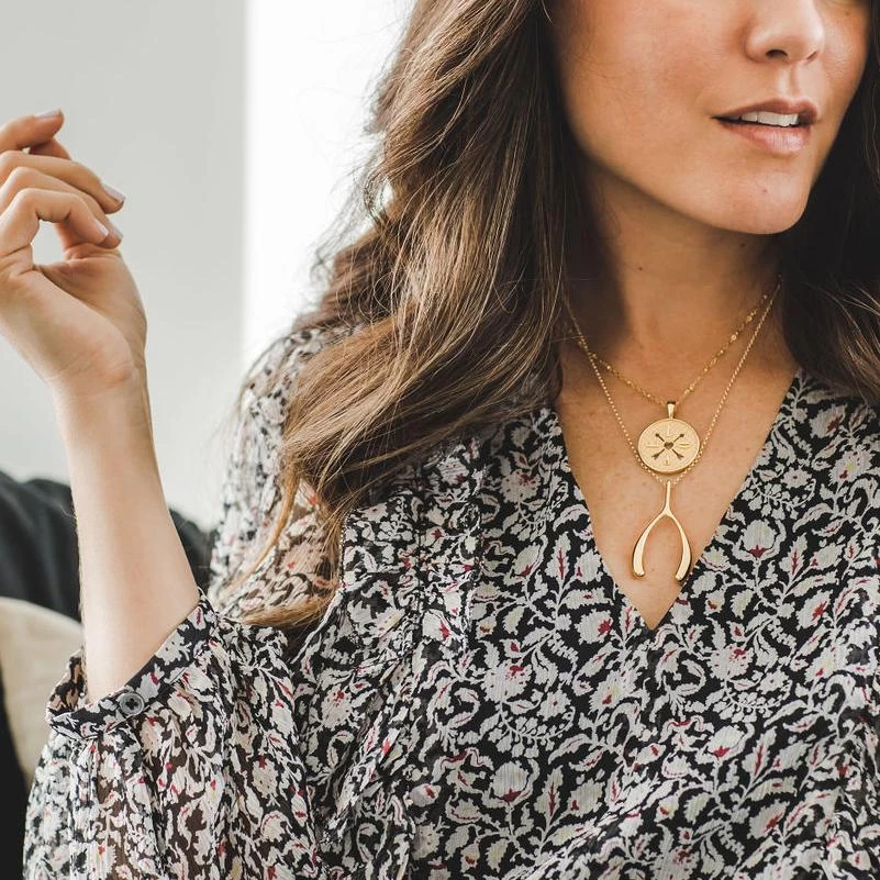 Z - Lucky Gold Wishbone Pendant 3 Z - Lucky Gold Wishbone Pendant - Image 3