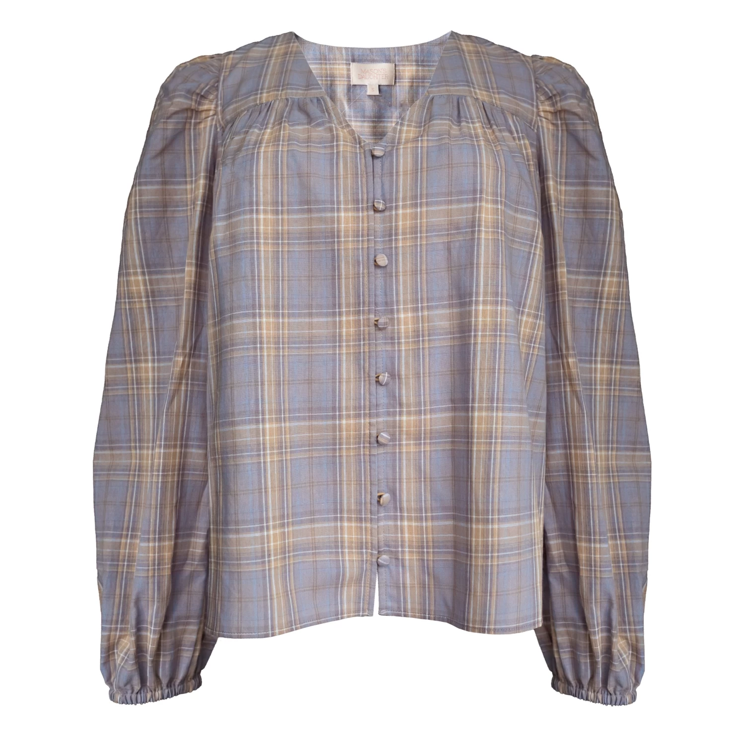 V-Neck Top, Lilac Plaid 1 V-Neck Top, Lilac Plaid