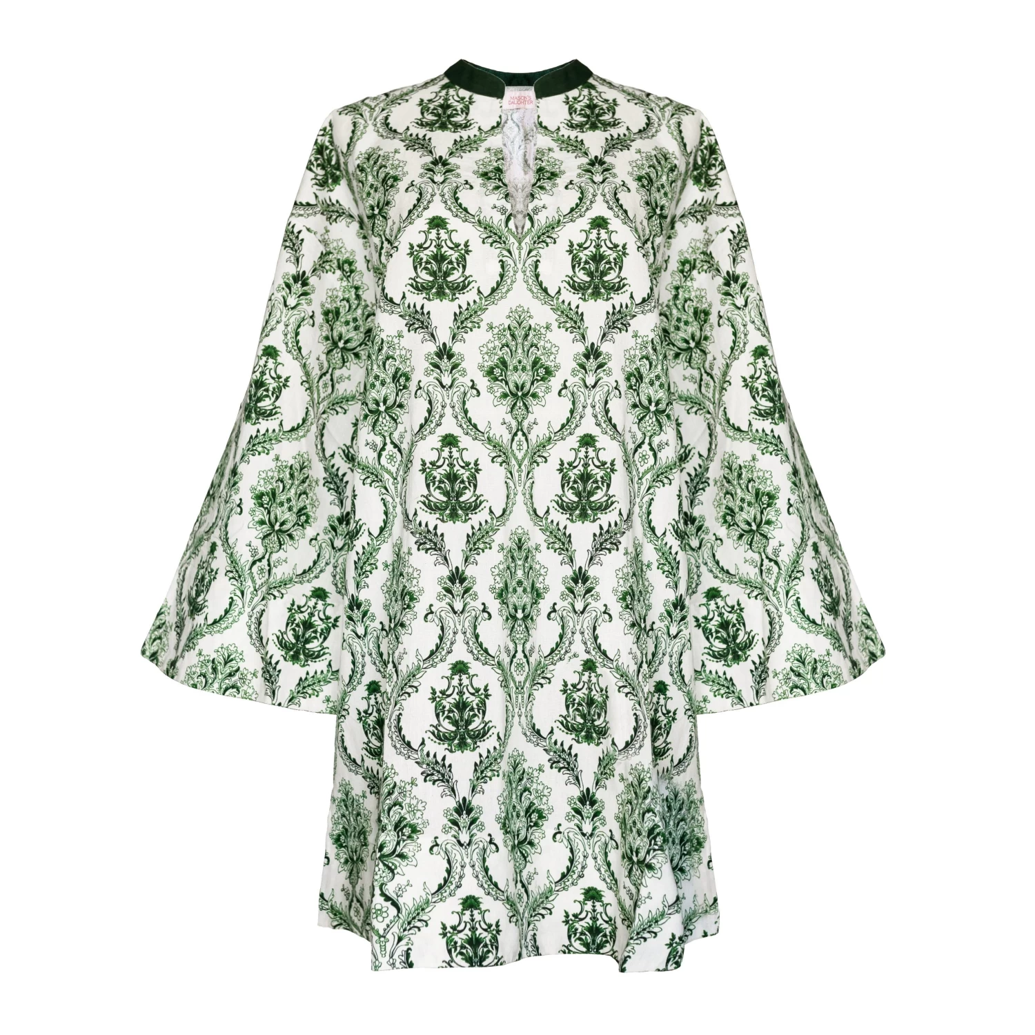 Tunic Dress, Green And Ivory Trellis Print 1 Tunic Dress, Green And Ivory Trellis Print