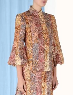 Zimmermann Luminosity Blouse, Multi Paisley Stripe -Fashion Clothing Shop 5.8510tf231.mpas .multi paisley stripe