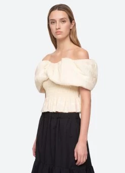 Loren Top, Cream -Fashion Clothing Shop AW23 040 CREAM 4