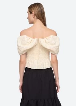 Loren Top, Cream -Fashion Clothing Shop AW23 040 CREAM 5