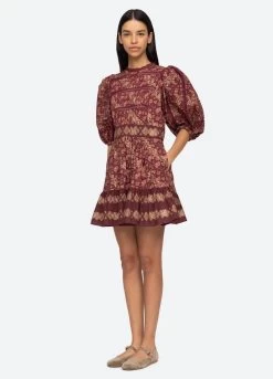 Giulia Dress, Maroon -Fashion Clothing Shop AW23 106 MAROON 1102