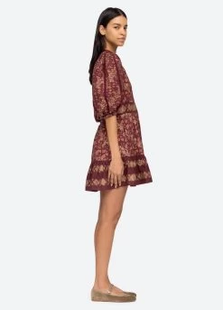 Giulia Dress, Maroon -Fashion Clothing Shop AW23 106 MAROON 1104
