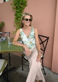 V-Neck Scallop Detail Tank, Spring Chinoiserie -Fashion Clothing Shop DSC 2497