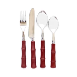Only On The Avenue Bamboo Flatware, Burgundy