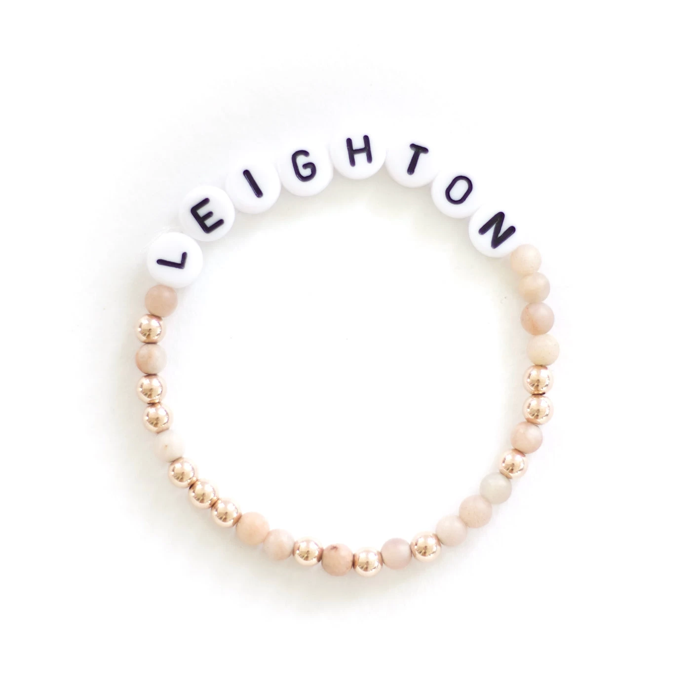 Personalized Moonstone X Gold Beaded Bracelet 1 Personalized Moonstone X Gold Beaded Bracelet