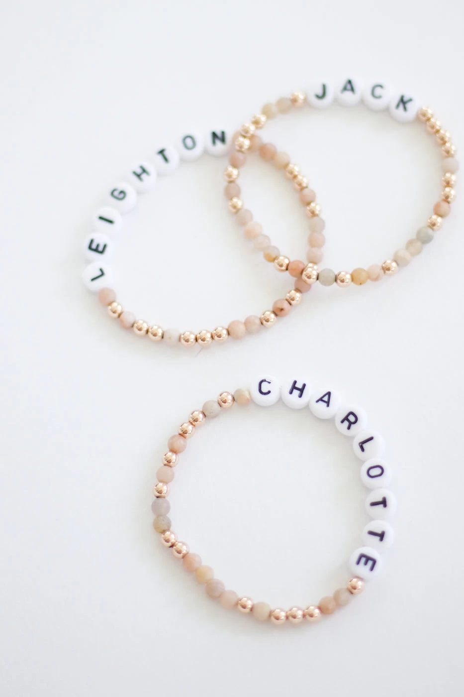 Personalized Moonstone X Gold Beaded Bracelet 3 Personalized Moonstone X Gold Beaded Bracelet - Image 3
