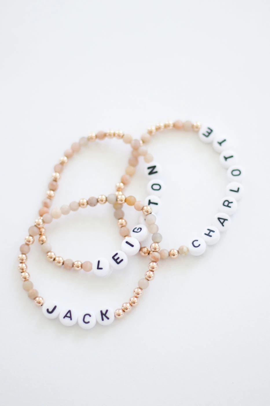 Personalized Moonstone X Gold Beaded Bracelet 2 Personalized Moonstone X Gold Beaded Bracelet - Image 2