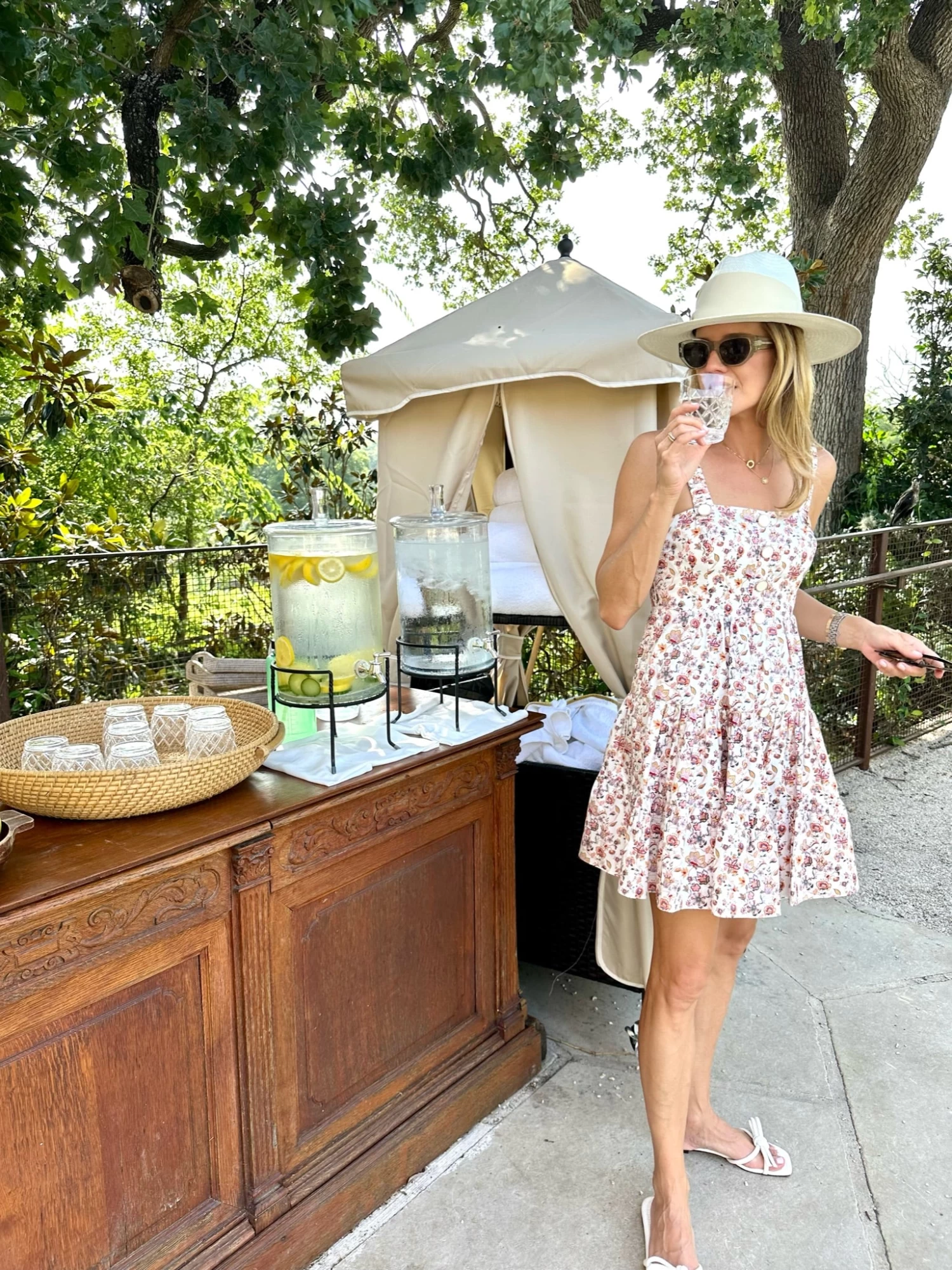 Tiered Button Detail Dress, Jacobean Cotton Poplin 2 Tiered Button Detail Dress, Jacobean Cotton Poplin - Image 2