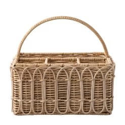 Provence Rattan Whitewash Silverware Caddy With Place For Napkins