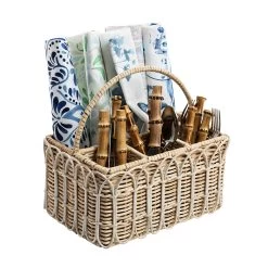 Provence Rattan Whitewash Silverware Caddy With Place For Napkins -Fashion Clothing Shop RT03 10alt3