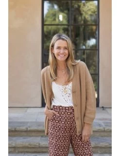 Cropped Pant, Chocolate And Pink Lattice Print -Fashion Clothing Shop SHOP THE AVE 3 043