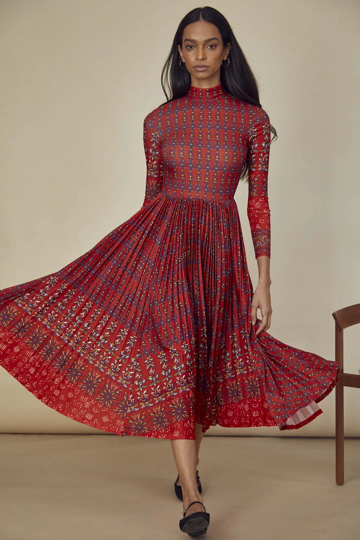 Sabine Dress, Red Essex Block Border 2 Sabine Dress, Red Essex Block Border - Image 2