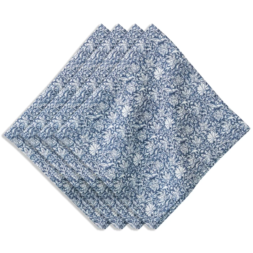 Veronica Beard Bohemian Vine Navy Napkin Set/4 1 Veronica Beard Bohemian Vine Navy Napkin Set/4