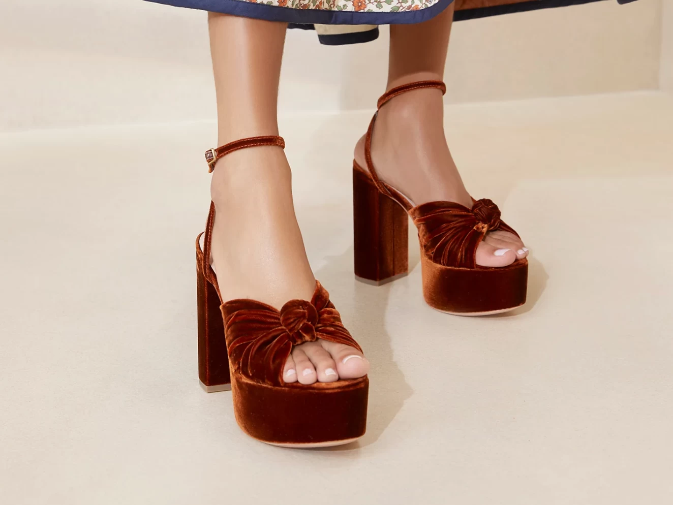 Loeffler Randall Roz Knot Platform Sandal, Sienna Velvet 4 Loeffler Randall Roz Knot Platform Sandal, Sienna Velvet - Image 4