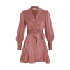 Zimmermann Silk Wrap Mini Dress, Dusty Pink