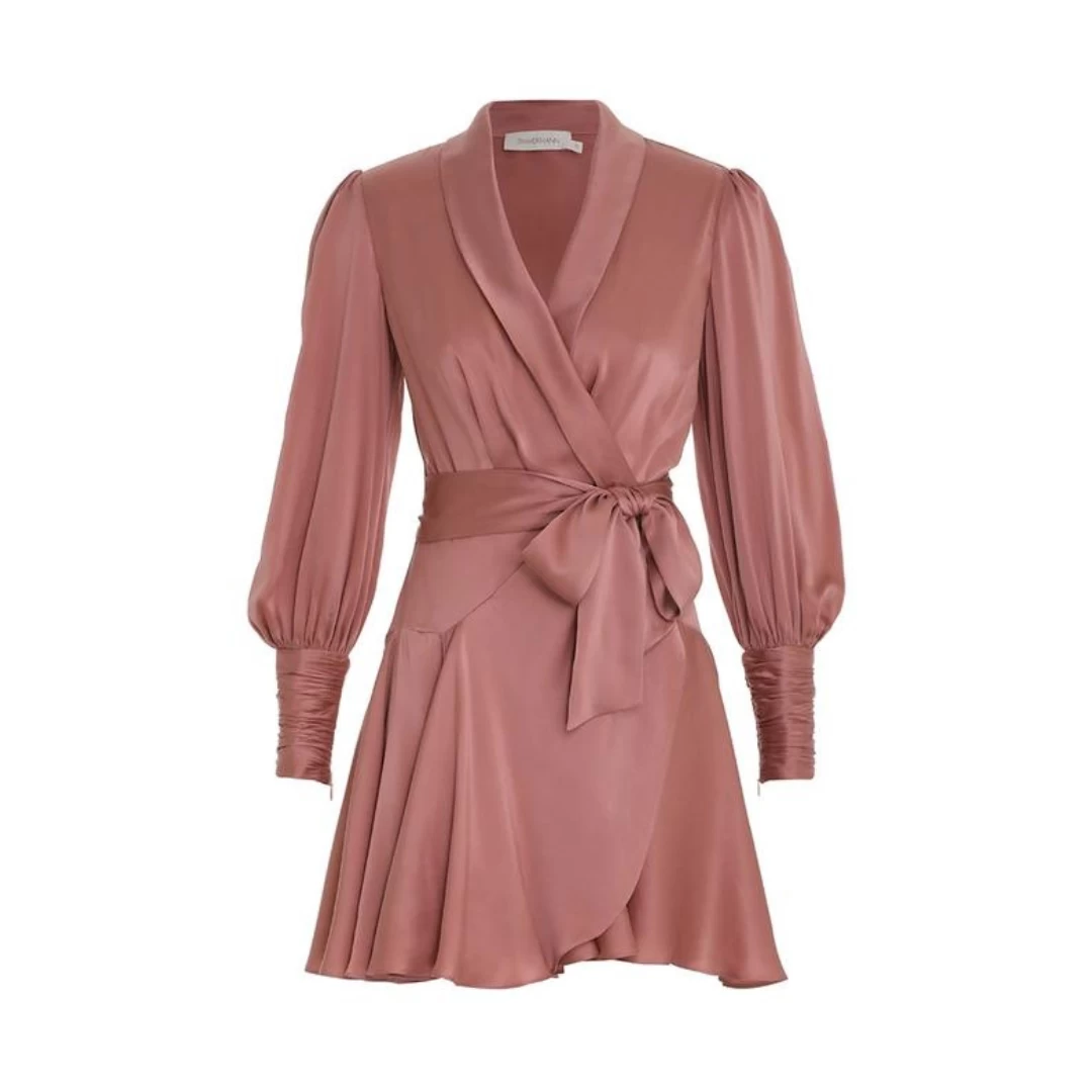 Zimmermann Silk Wrap Mini Dress, Dusty Pink 1 Zimmermann Silk Wrap Mini Dress, Dusty Pink
