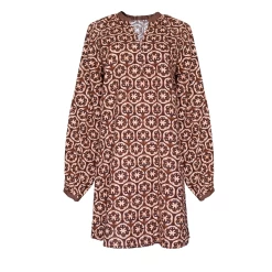Caftan Dress, Chocolate And Pink Lattice Print