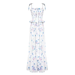 Alberica Dress, Blue Carnation Bouquet