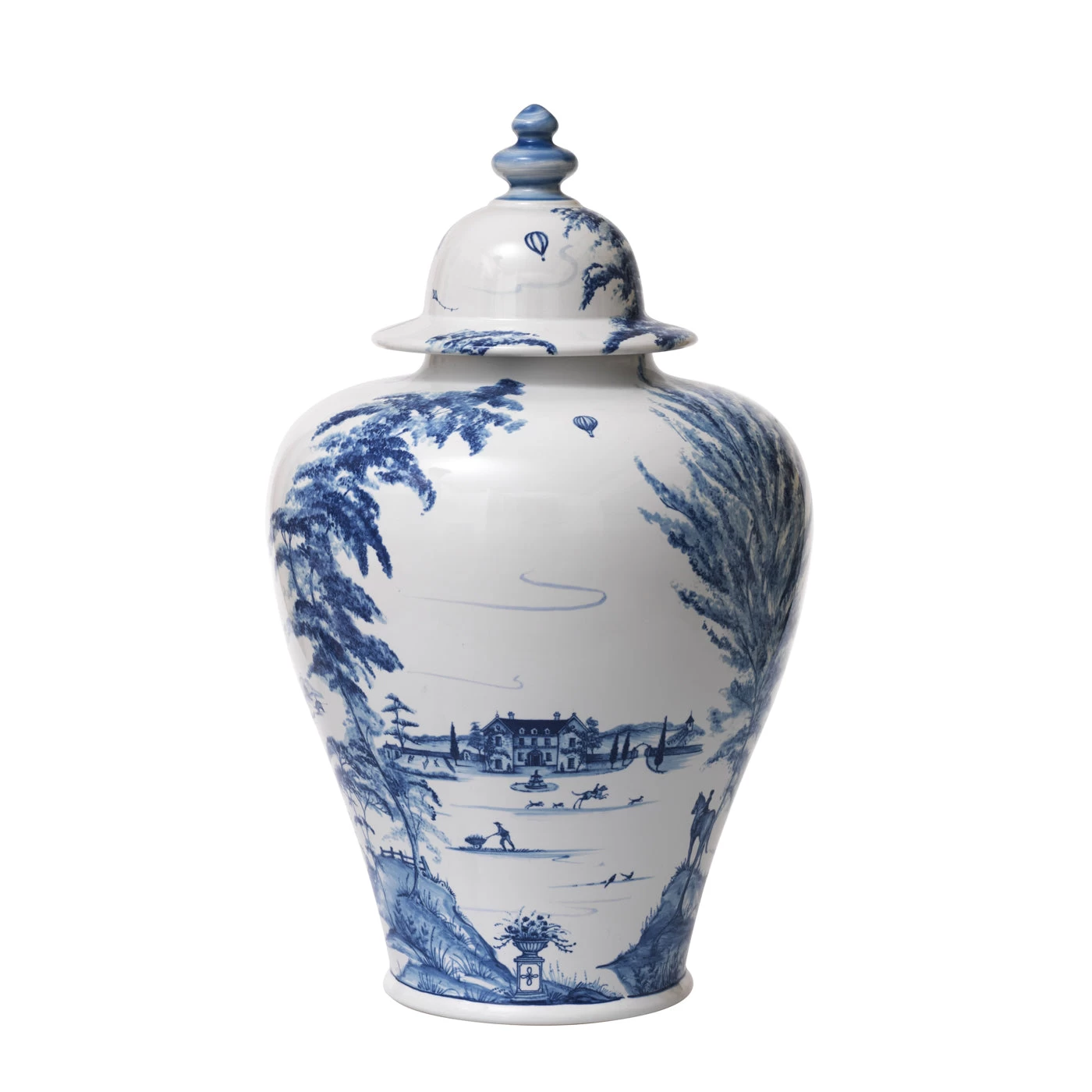Country Estate Delft Blue 17" Lidded Ginger Jar Estate Grounds 1 Country Estate Delft Blue 17" Lidded Ginger Jar Estate Grounds