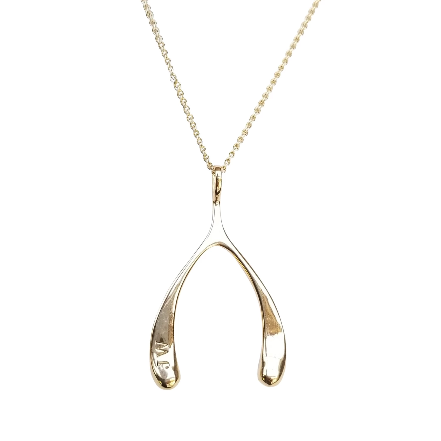 Z - Lucky Gold Wishbone Pendant 2 Z - Lucky Gold Wishbone Pendant - Image 2